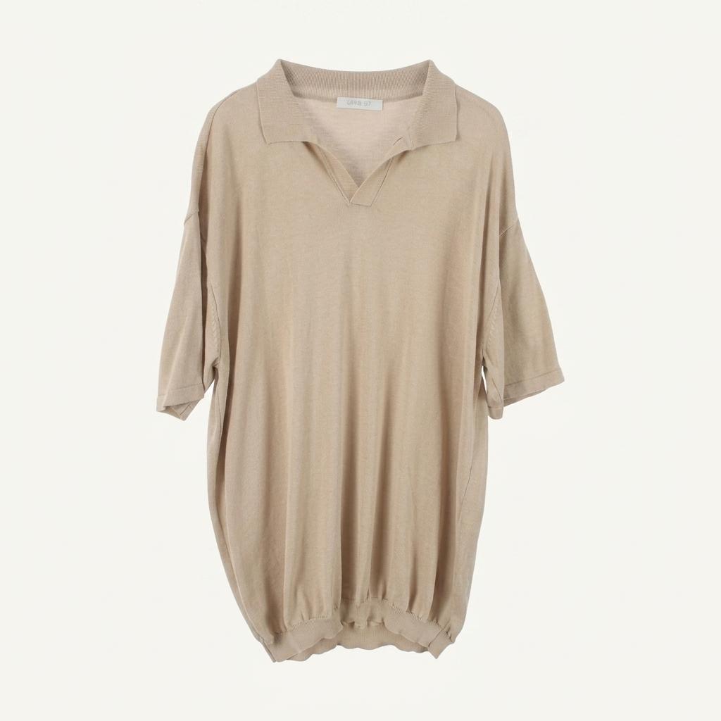 드로우핏 (MEN - XL) 모달 레이온 카라 반팔 니트 탑 1