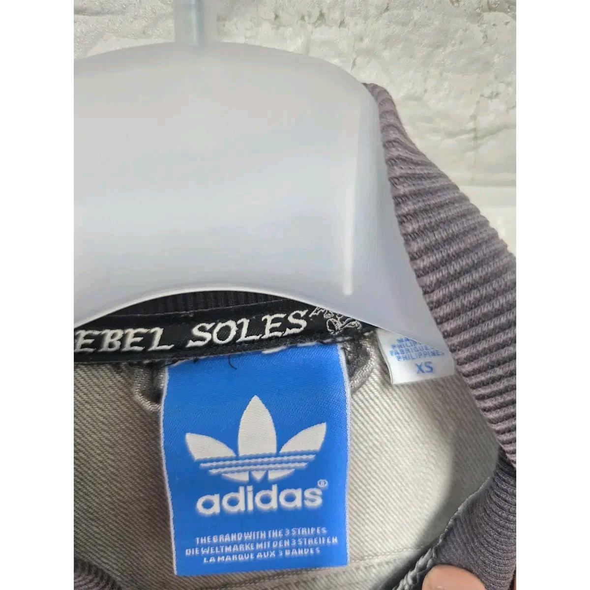 S 아디다스 x Rebel Soles 바이커 블랙 데님 자켓 D371 3