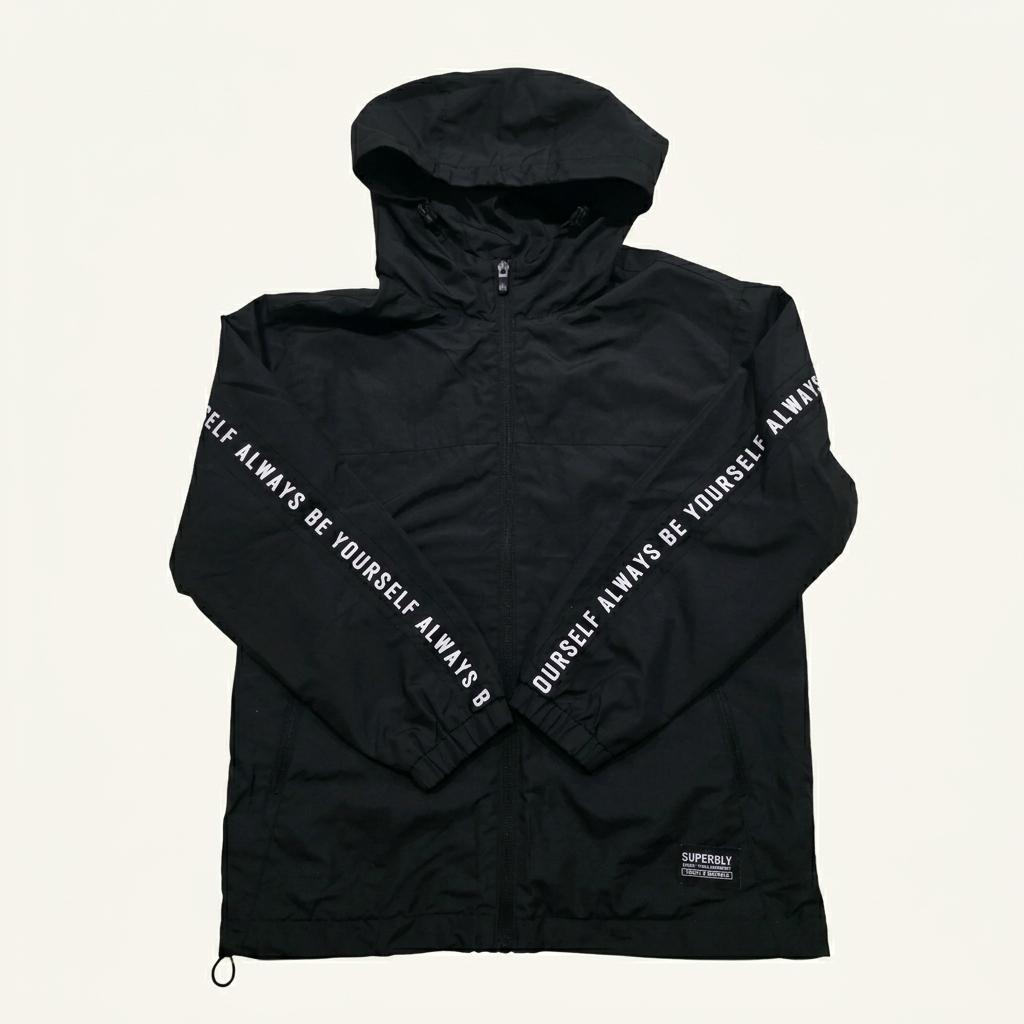 SUPERBLY 블랙 후드 바람막이 155 1
