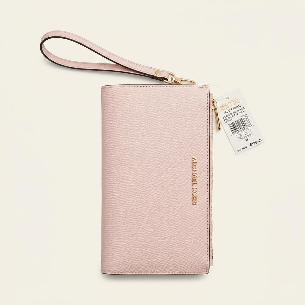 새상품) 마이클코어스 제트셋 트래블 사피아노 손목지갑 핑크 1