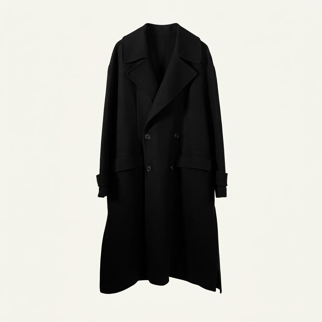 [5% 할인] [48] 준지 20fw 남성 핸드메이드 울 맥시 오버핏 더블 코트 블랙 1