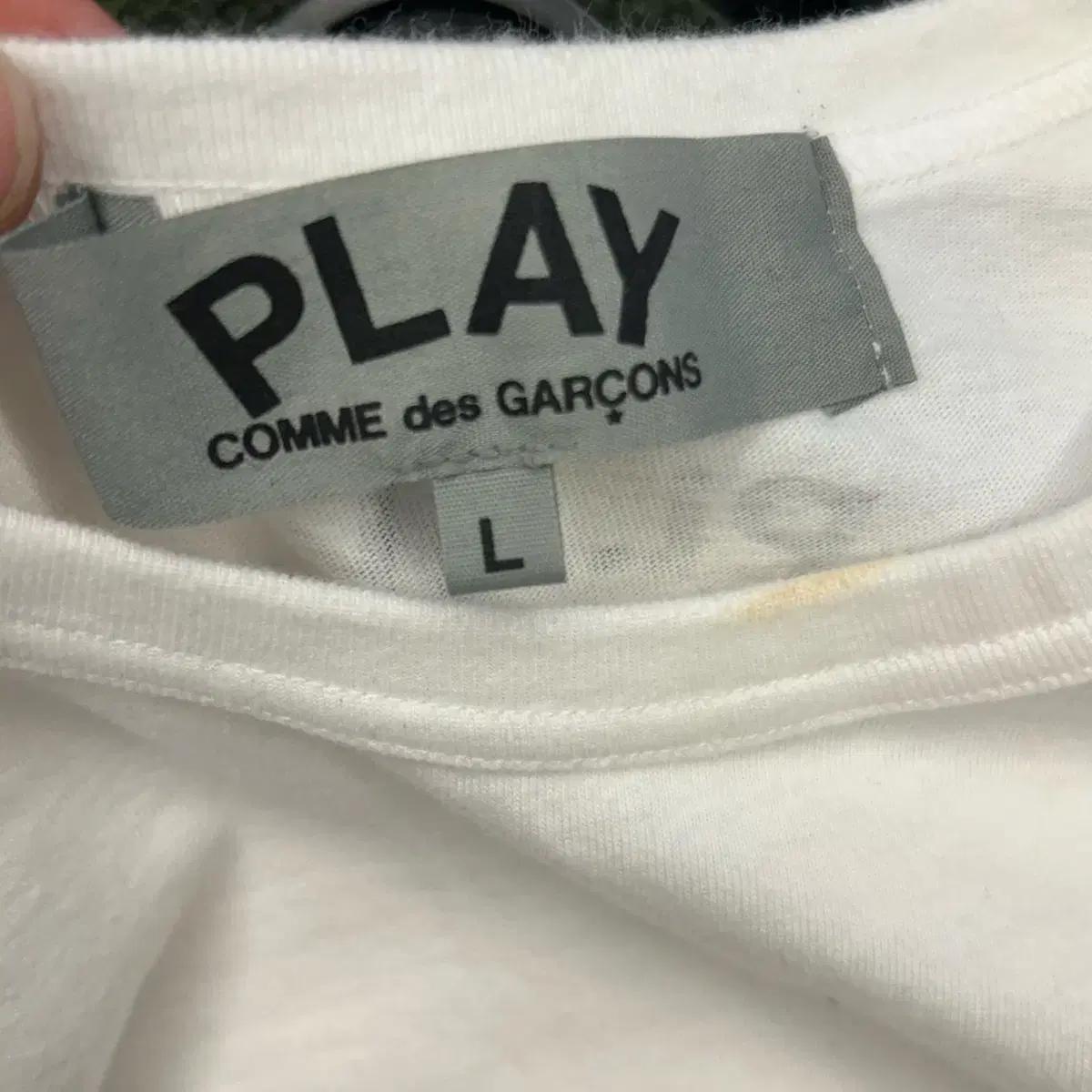 꼼데가르송 L 블랙 하트 와펜 화이트 롱슬리브 5