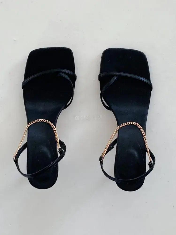 #세일 9270 슬림 금장 발찌 7cm 샌들 235 블랙 새상품 3