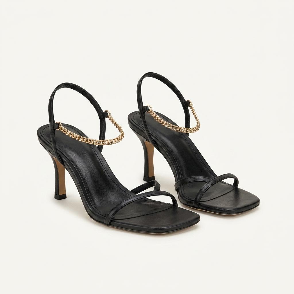 #세일 9270 슬림 금장 발찌 7cm 샌들 225 블랙 새상품 1