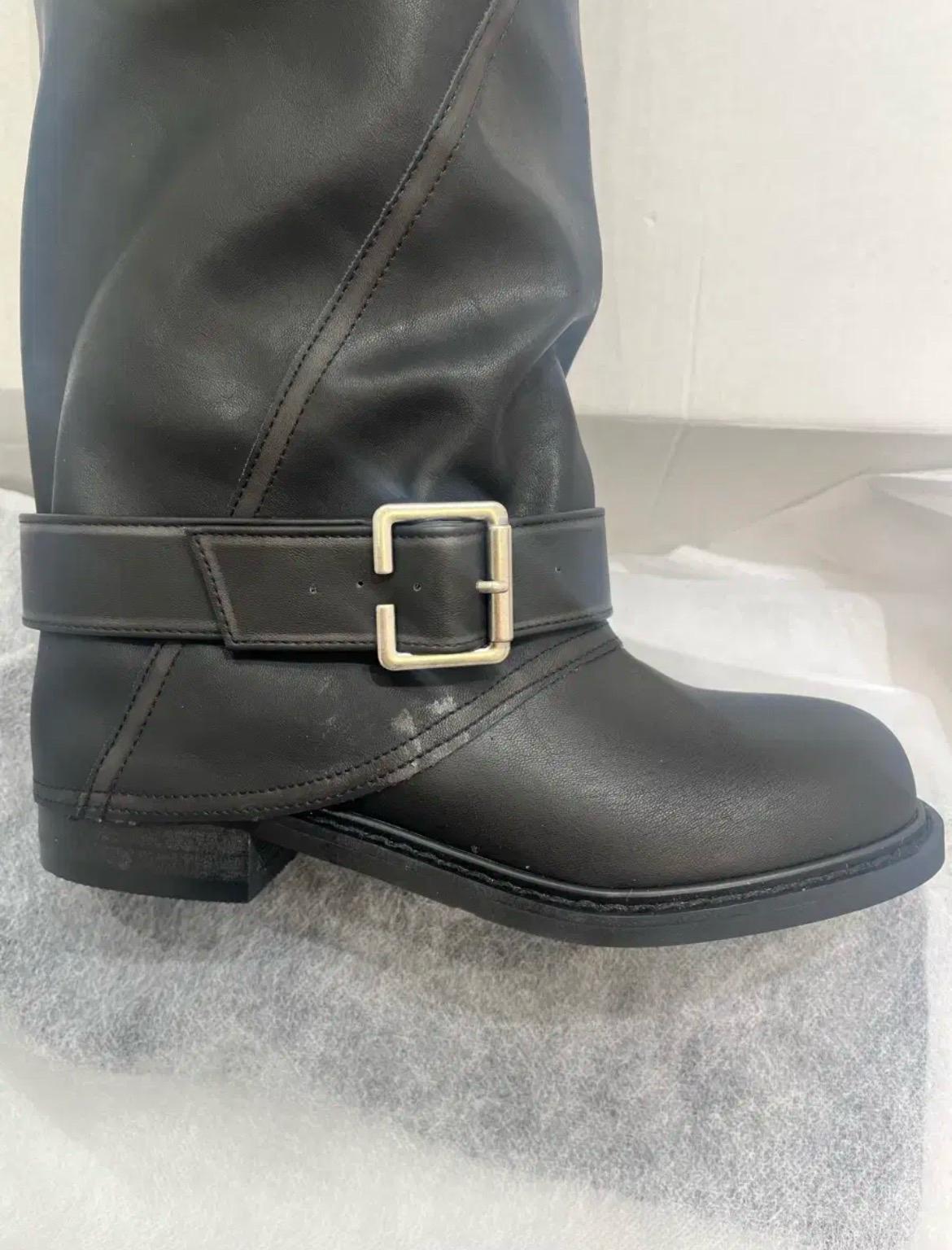 #1133 폴딩부츠 4cm 워머부츠 빈티지 버클 롱부츠 225 블랙 10