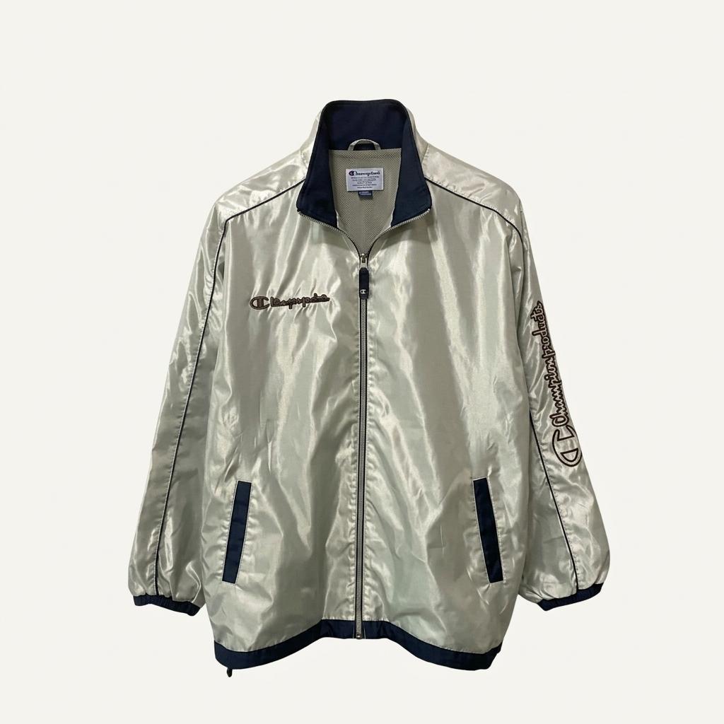 챔피온JP 올드스쿨 실버 나일론 윈드브레이커 자켓 M-XL 1