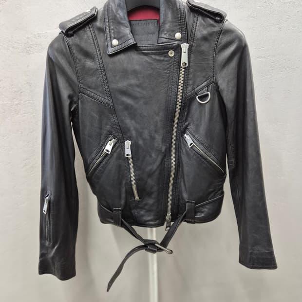 ALLSAINTS 블랙 램스킨 라이더 자켓 UK S 3