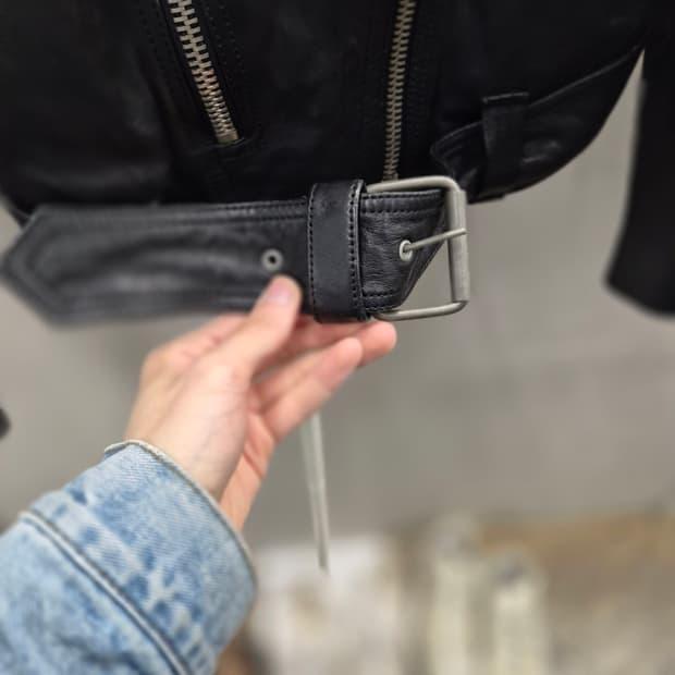 ALLSAINTS 블랙 램스킨 라이더 자켓 UK S 5