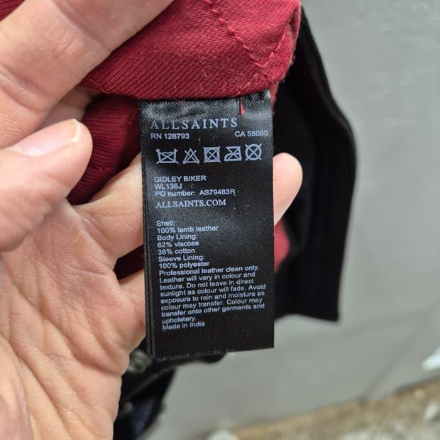 ALLSAINTS 블랙 램스킨 라이더 자켓 UK S 8