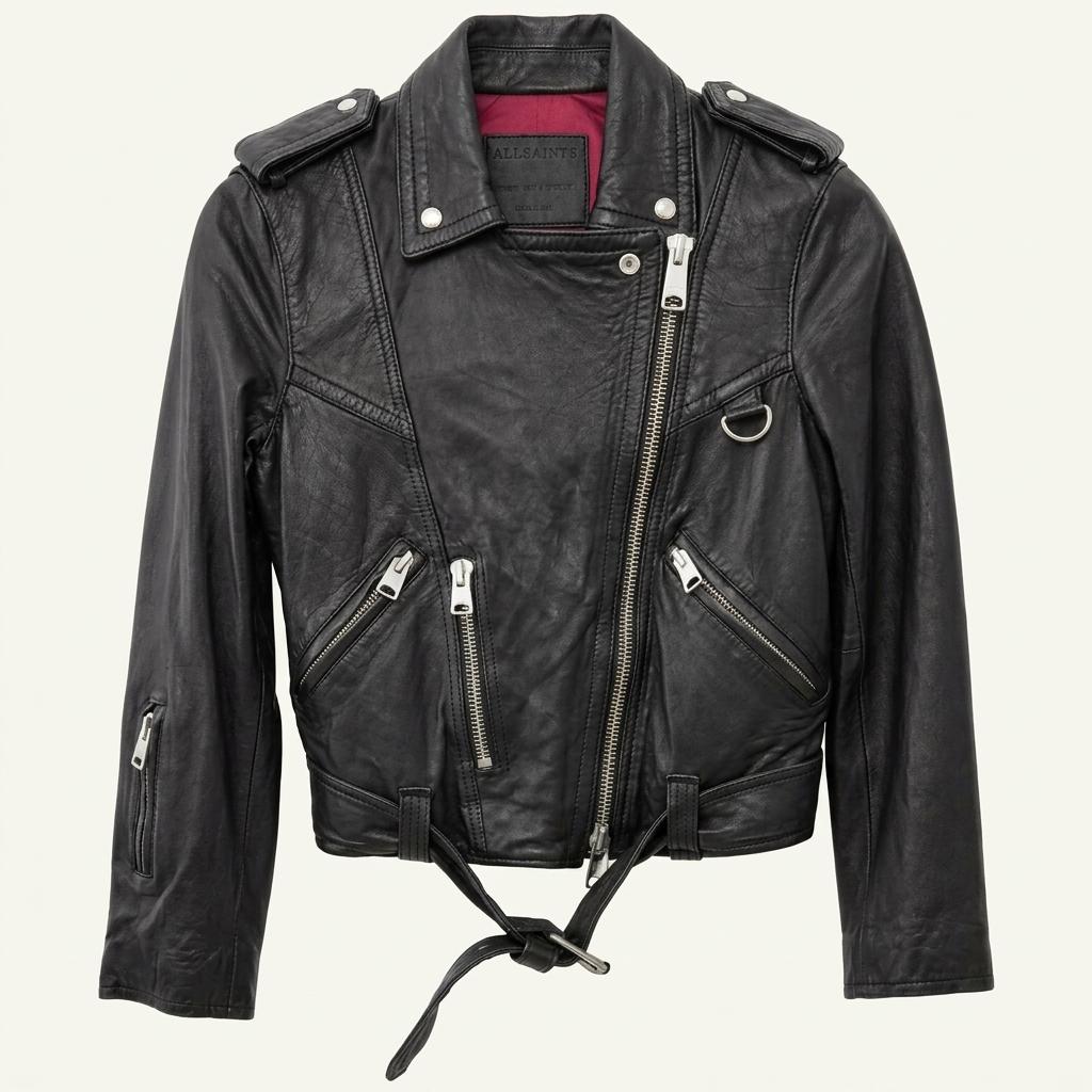 ALLSAINTS 블랙 램스킨 라이더 자켓 UK S 1