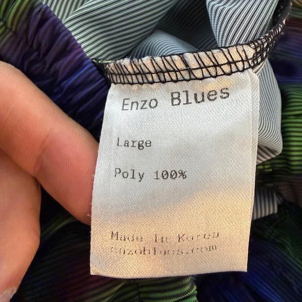 Enzo Blues 패턴 와이드 팬츠 L 5