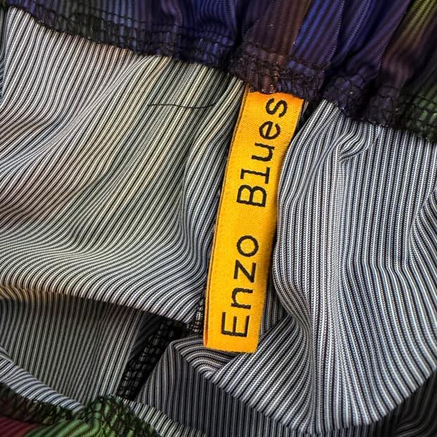 Enzo Blues 패턴 와이드 팬츠 L 4