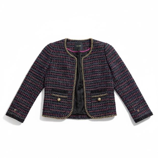 Juicy Couture 네이비 블루 트위드 블레이저 자켓 XS 2