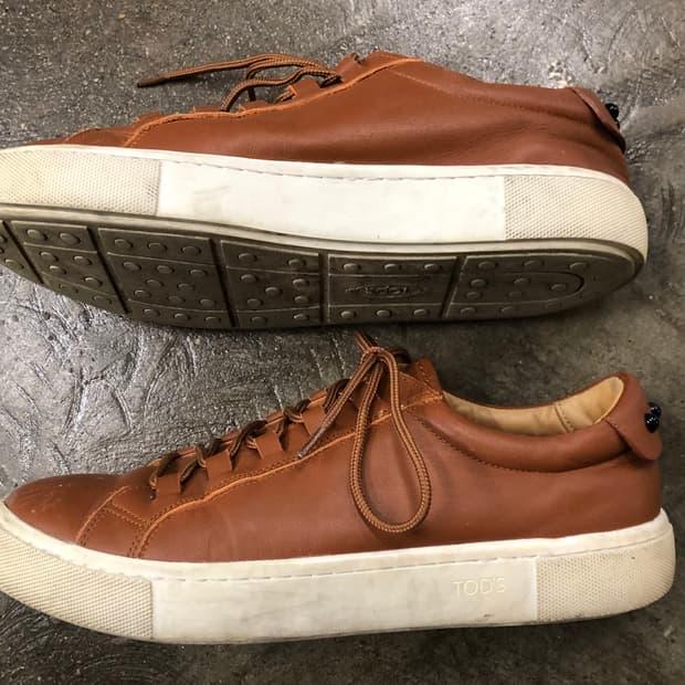 TOD'S 남성 가죽 스니커즈 브라운 41 4