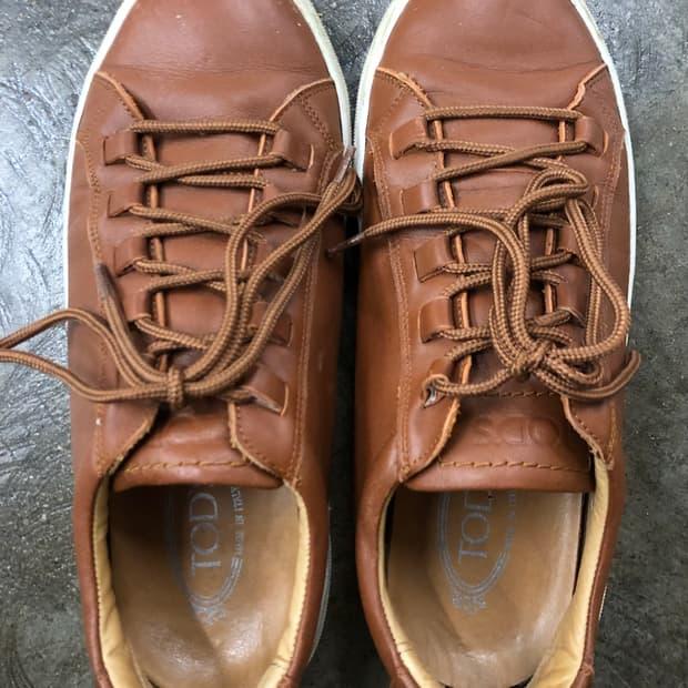 TOD'S 남성 가죽 스니커즈 브라운 41 3