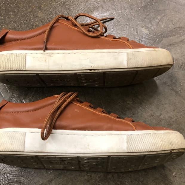 TOD'S 남성 가죽 스니커즈 브라운 41 5
