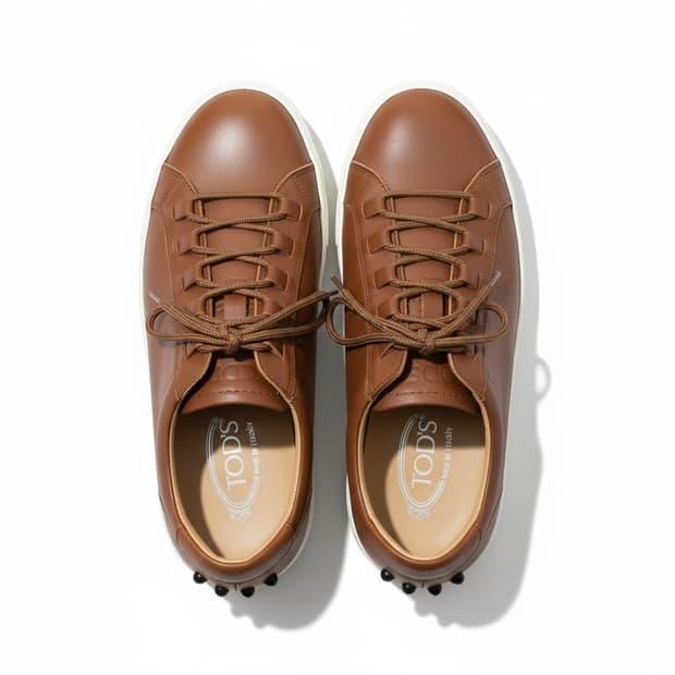 TOD'S 남성 가죽 스니커즈 브라운 41 2