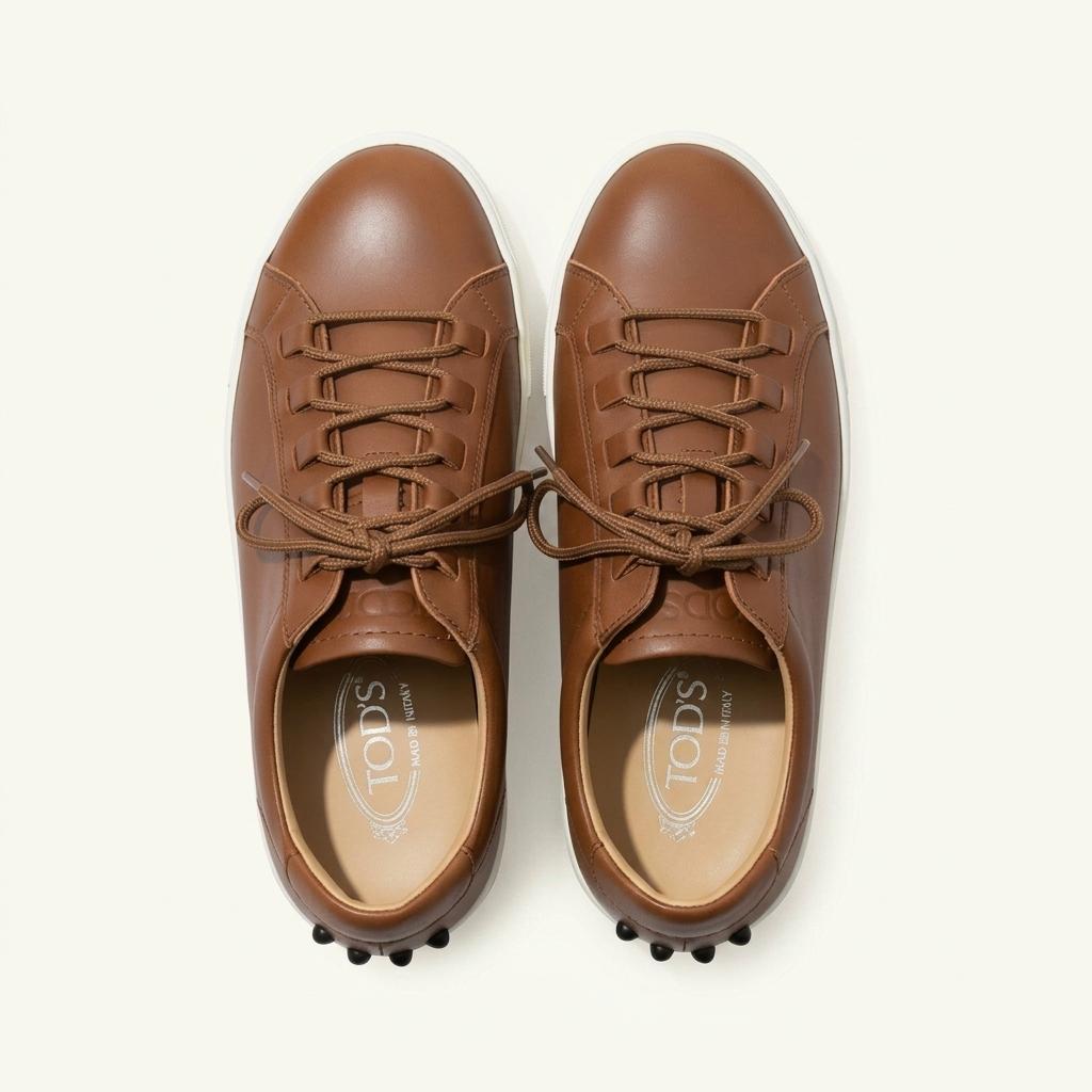 TOD'S 남성 가죽 스니커즈 브라운 41 1