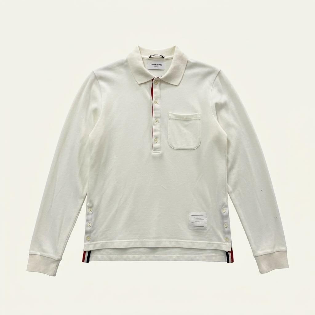 Thom Browne long-sleeve polo shirt  0 1