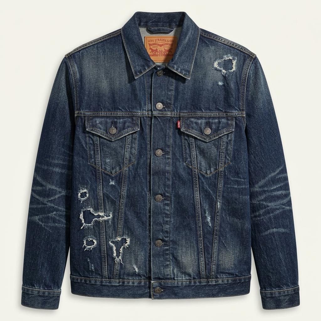 Levi's destoryed denim jacket L 1