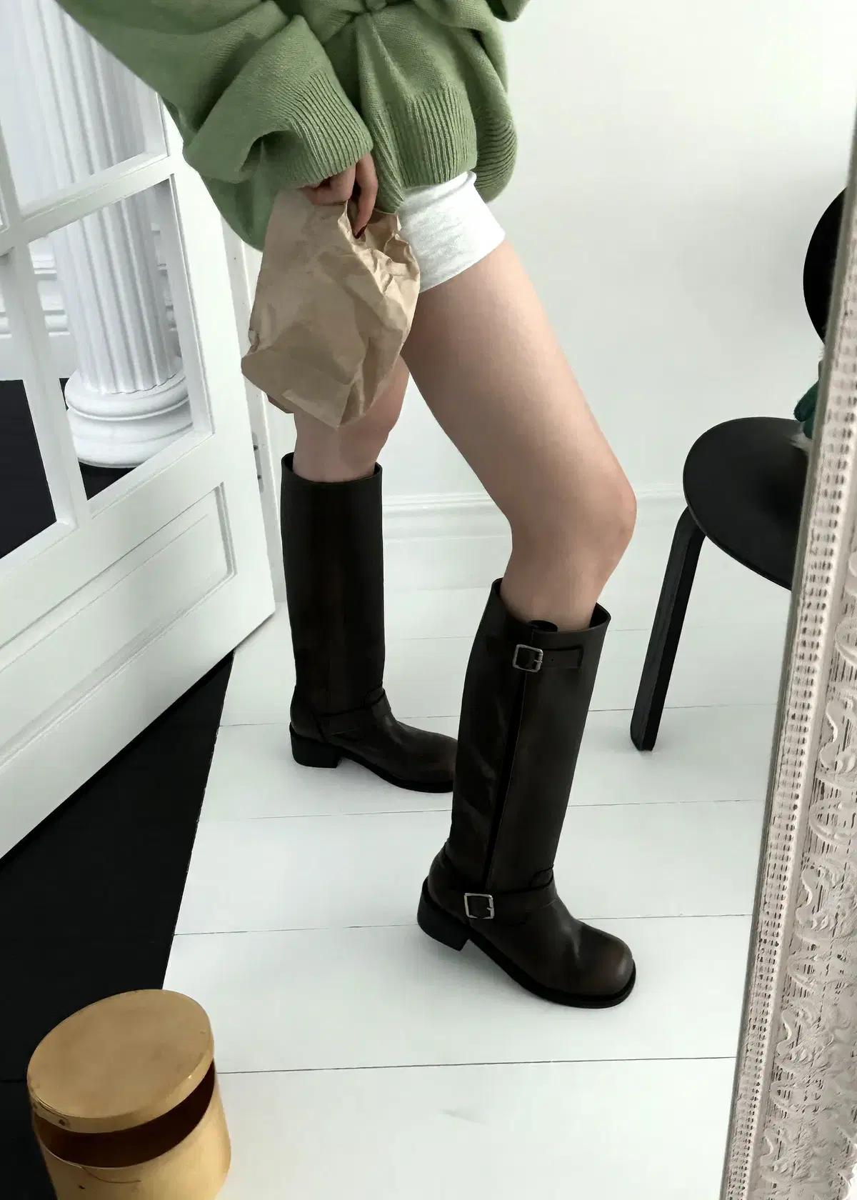 #1131 절개 빈티지 5cm 롱부츠 245 브라운 4