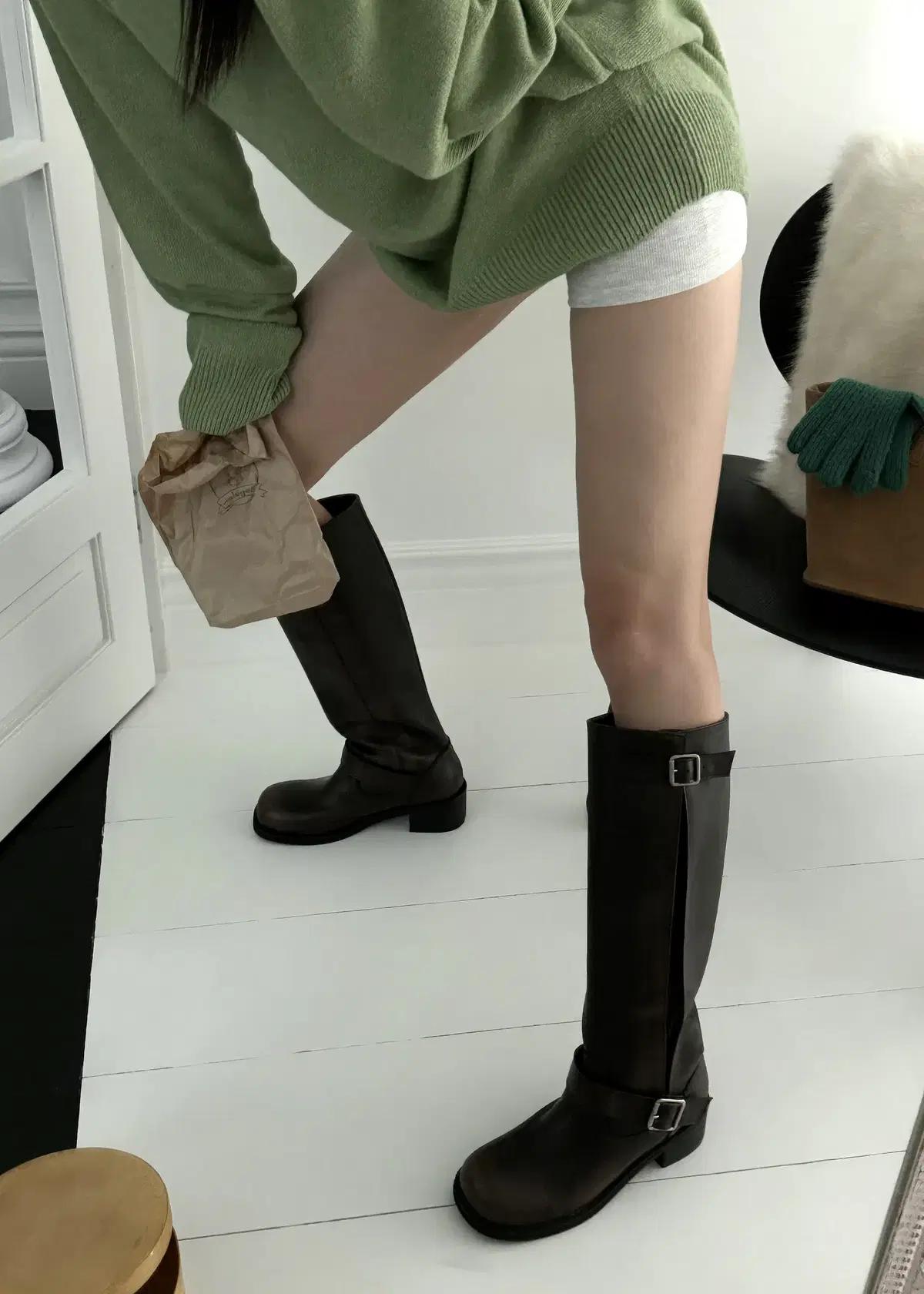 #1131 절개 빈티지 5cm 롱부츠 245 브라운 8