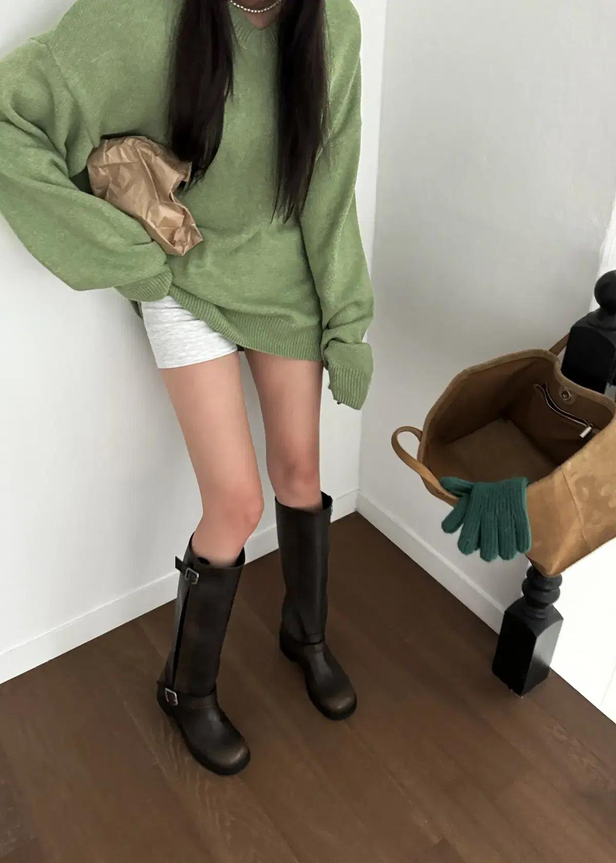 #1131 절개 빈티지 5cm 롱부츠 245 브라운 5