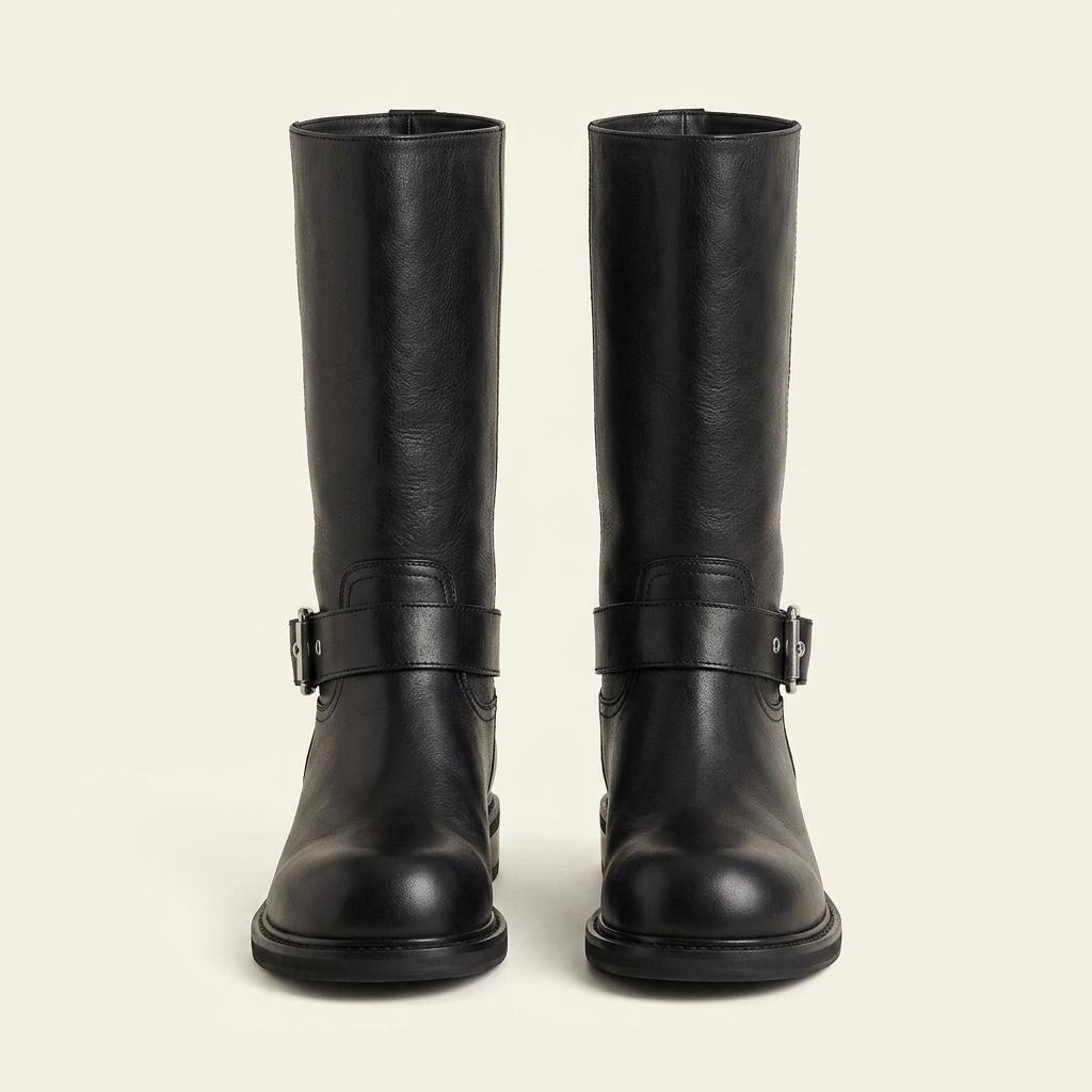#1119 바이커 반부츠 4cm 빈티지 버클 하프부츠 240 블랙 1
