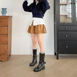 #1108 바이커 하프부츠 4cm 빈티지 버클 미들부츠 225 블랙 4