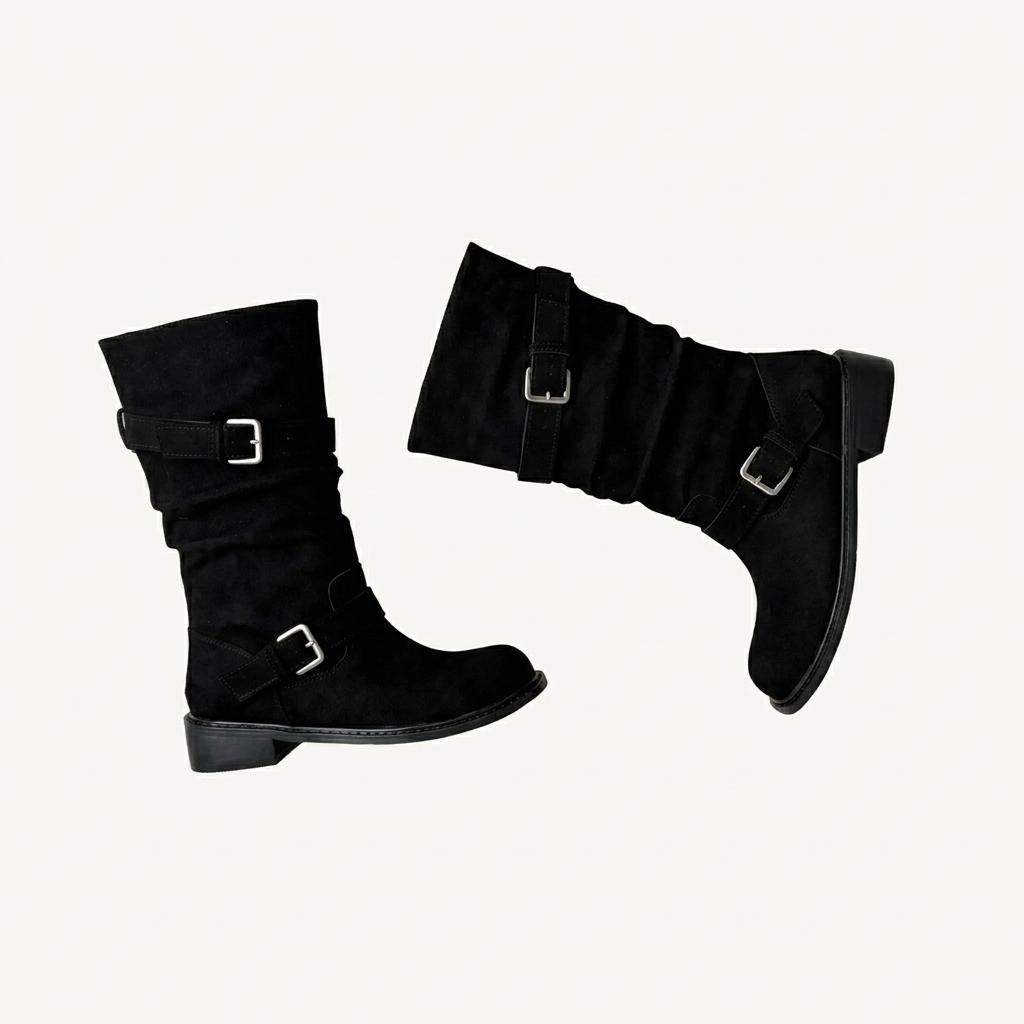#1136 소가죽 버클 하프부츠 3.5cm 미들부츠 230 블랙 1
