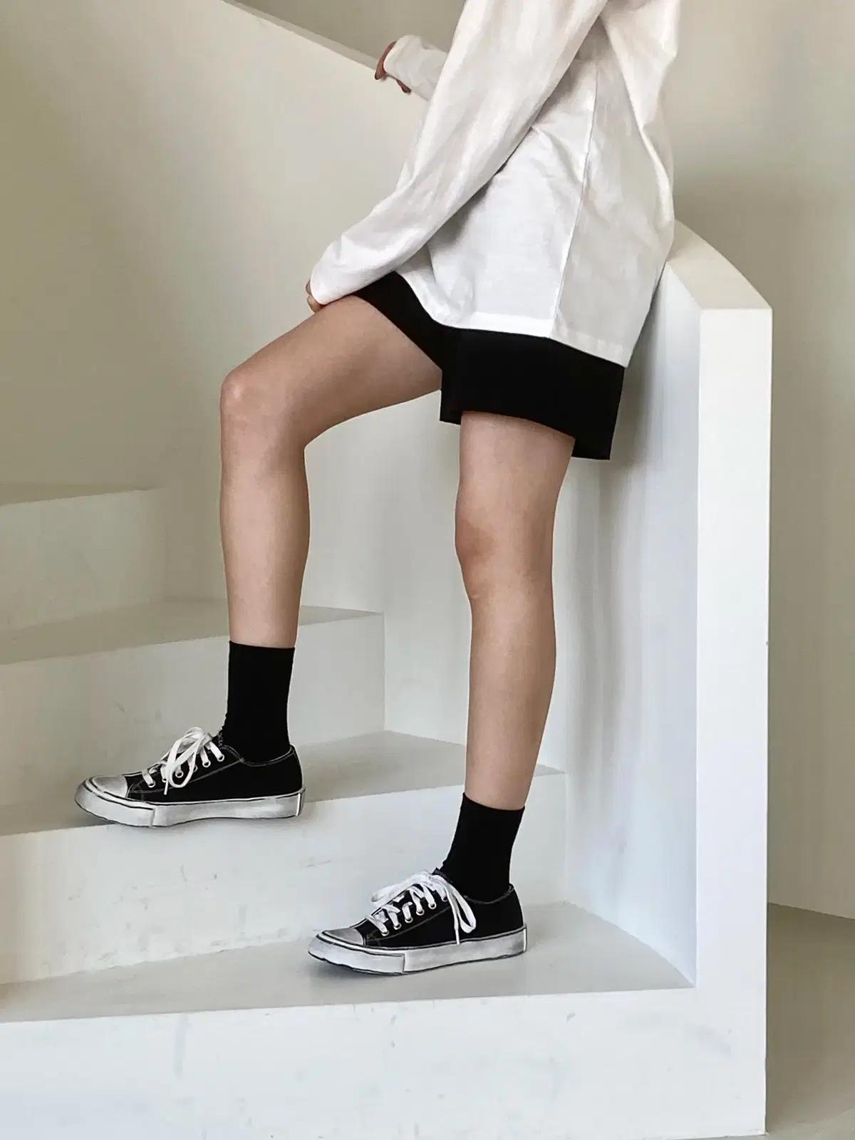#1057 빈티지 1cm 스니커즈 235 블랙 9