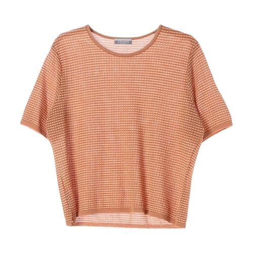 JAPAN (WOMEN - L) 아크릴 린넨 나일론 패턴 반팔 니트 탑 2