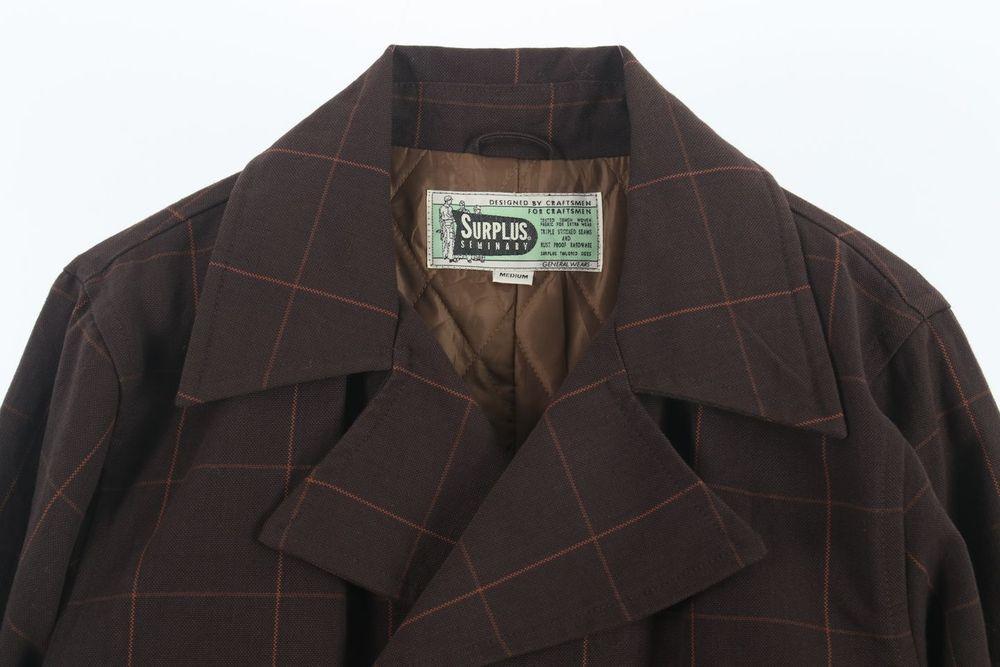 JAPAN (MEN - M) 코튼 SURPLUS 체크 패턴 더블 버튼 피코트 3