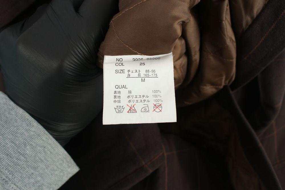 JAPAN (MEN - M) 코튼 SURPLUS 체크 패턴 더블 버튼 피코트 9
