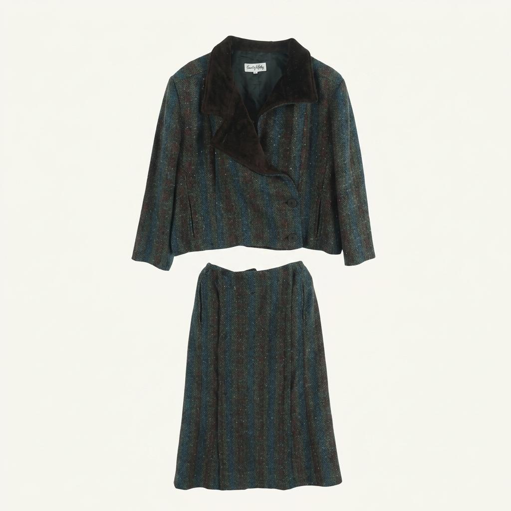 JAPAN (WOMEN - L) [SET] 울 블렌드 멀티 컬러 자켓 & 스커트 1