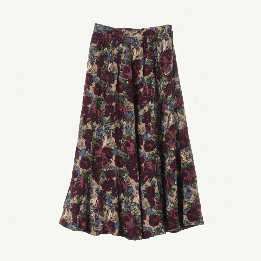 JAPAN (WOMEN - XS) 레이온 플라워 패턴 스커트 1