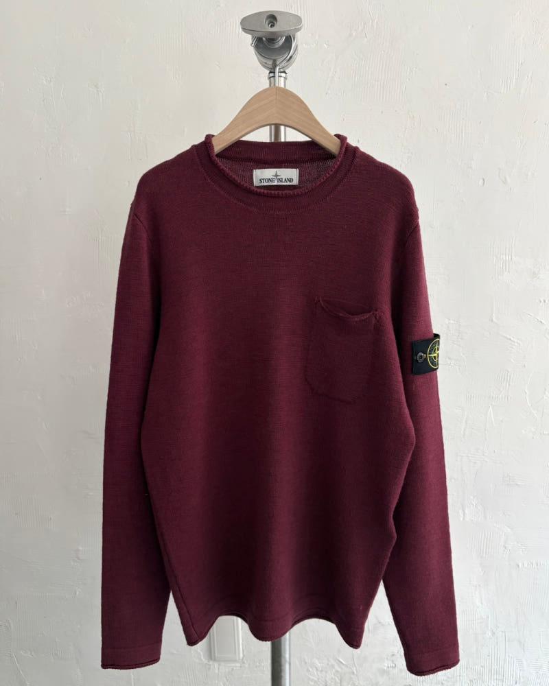 Stone Island 스톤아일랜드 버건디 포켓 와펜 울 니트 3