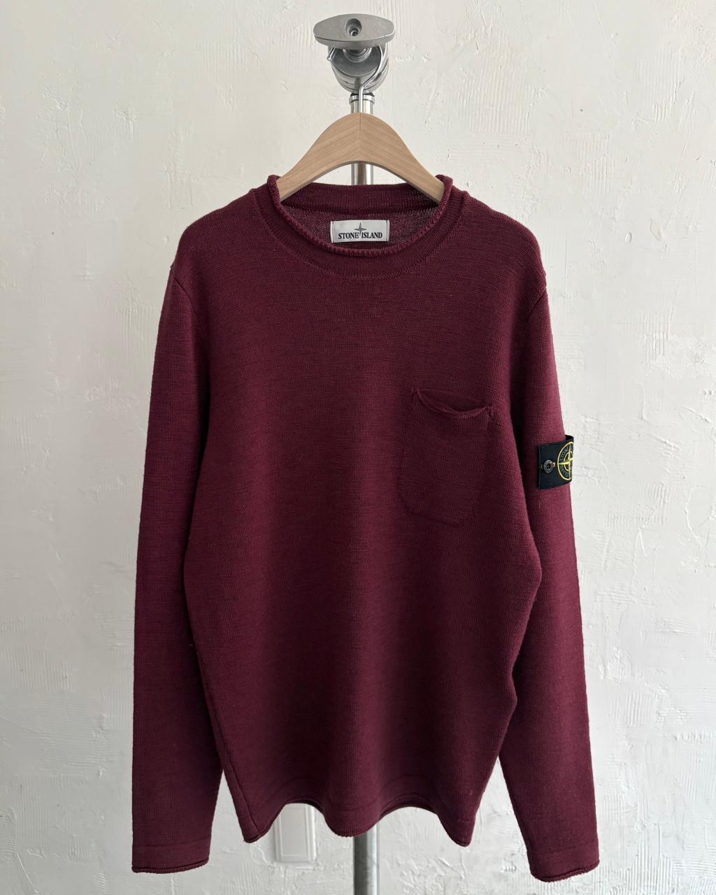 Stone Island 스톤아일랜드 버건디 포켓 와펜 울 니트 2
