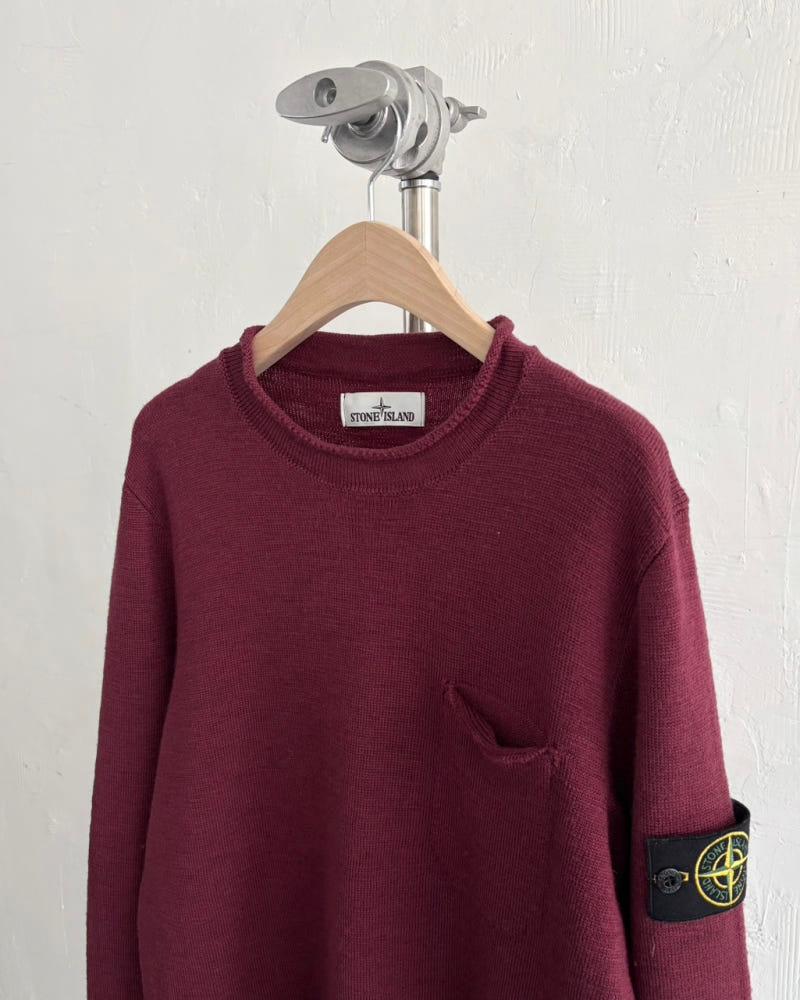 Stone Island 스톤아일랜드 버건디 포켓 와펜 울 니트 4