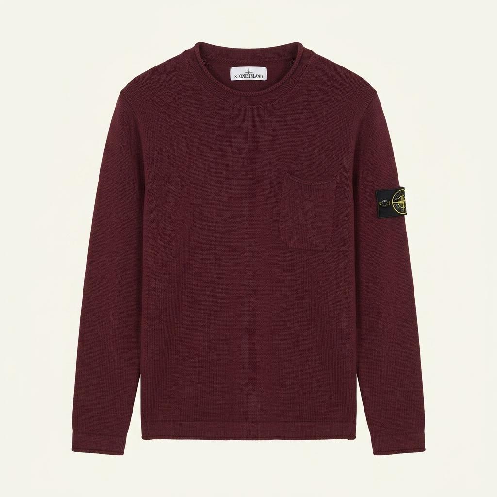 Stone Island 스톤아일랜드 버건디 포켓 와펜 울 니트 1