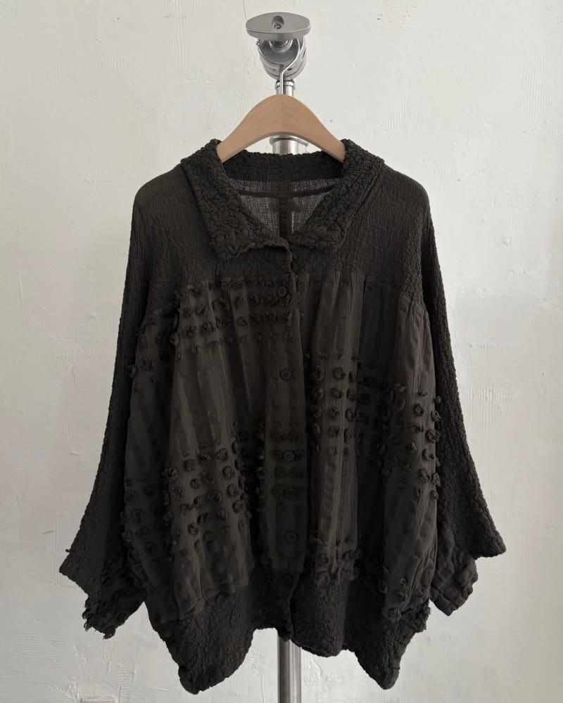 Issey Miyake me 이세이미야케 카키 가디건 블라우스 7