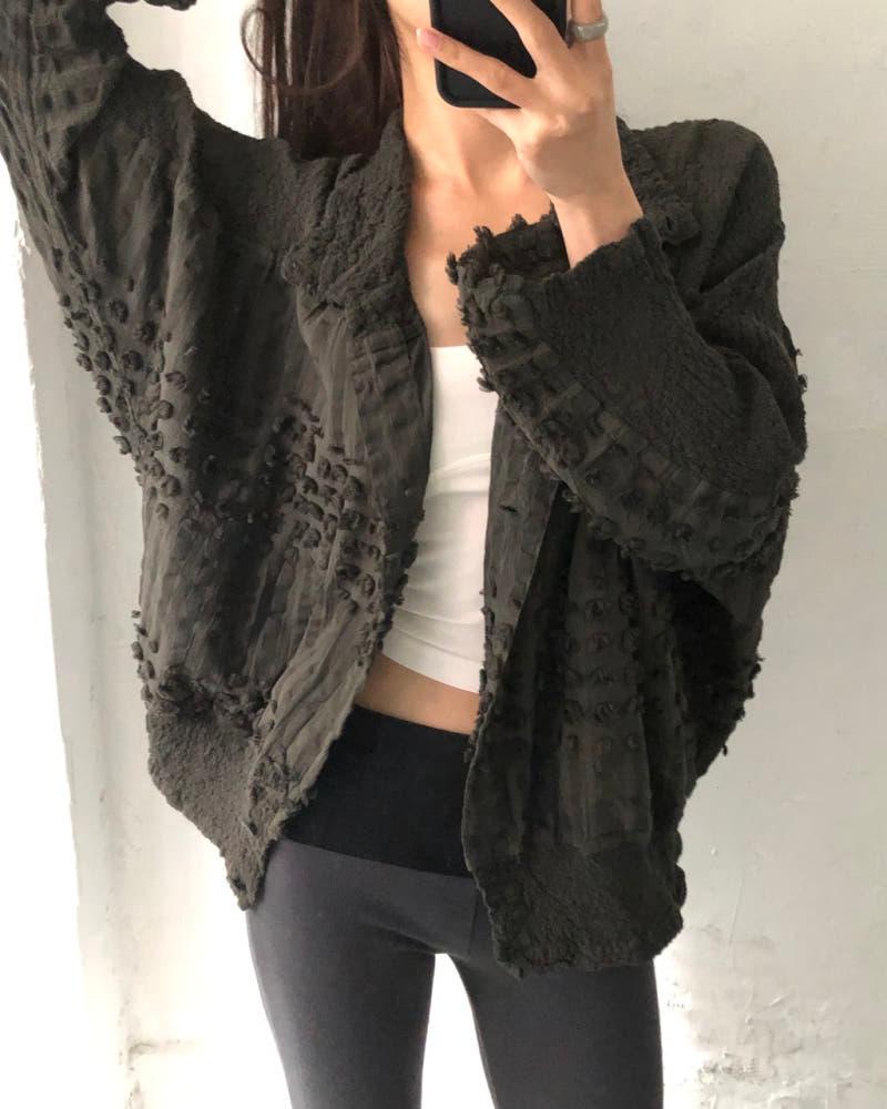 Issey Miyake me 이세이미야케 카키 가디건 블라우스 4