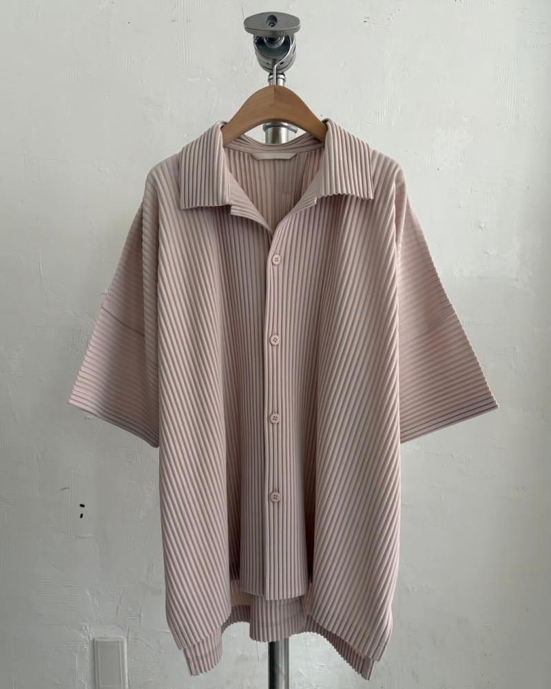Issey Miyake 옴므플리세 베이비핑크 플리츠 반팔 셔츠 8