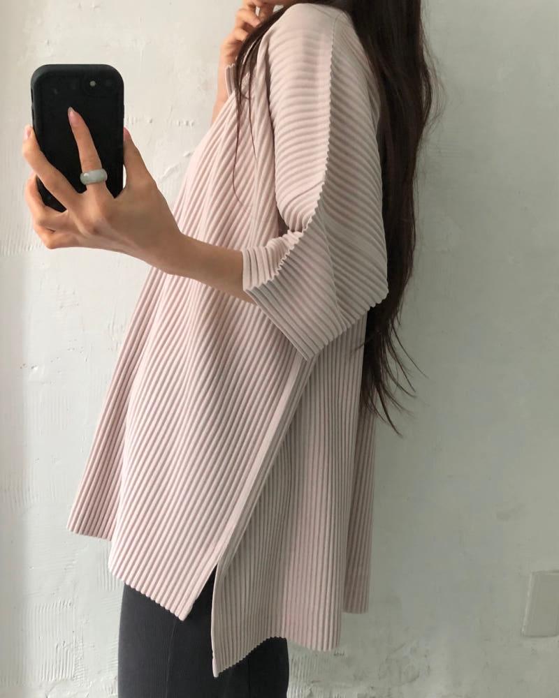 Issey Miyake 옴므플리세 베이비핑크 플리츠 반팔 셔츠 7