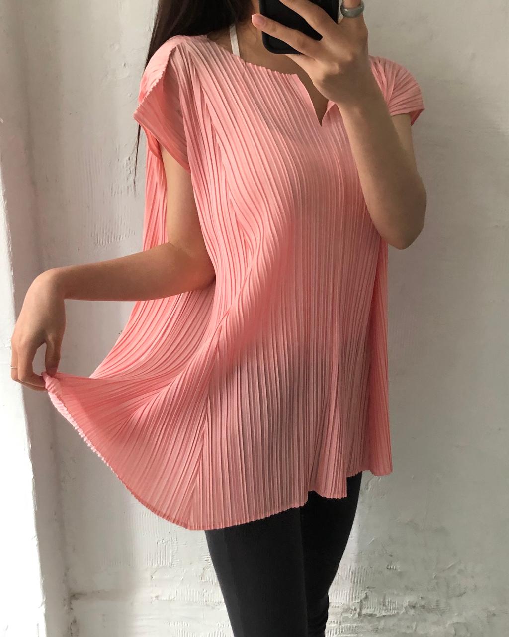 Pleats Please 플리츠플리즈 핑크 컬러 플리츠 슬리브리스 2