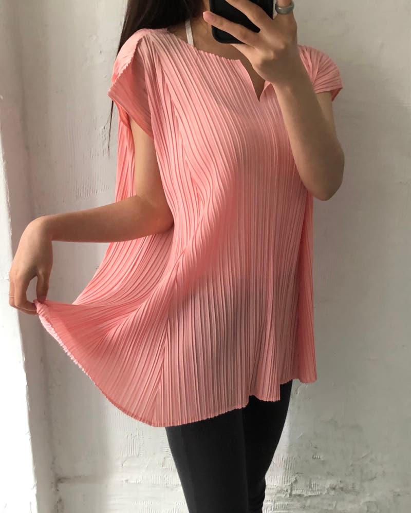 Pleats Please 플리츠플리즈 핑크 컬러 플리츠 슬리브리스 3