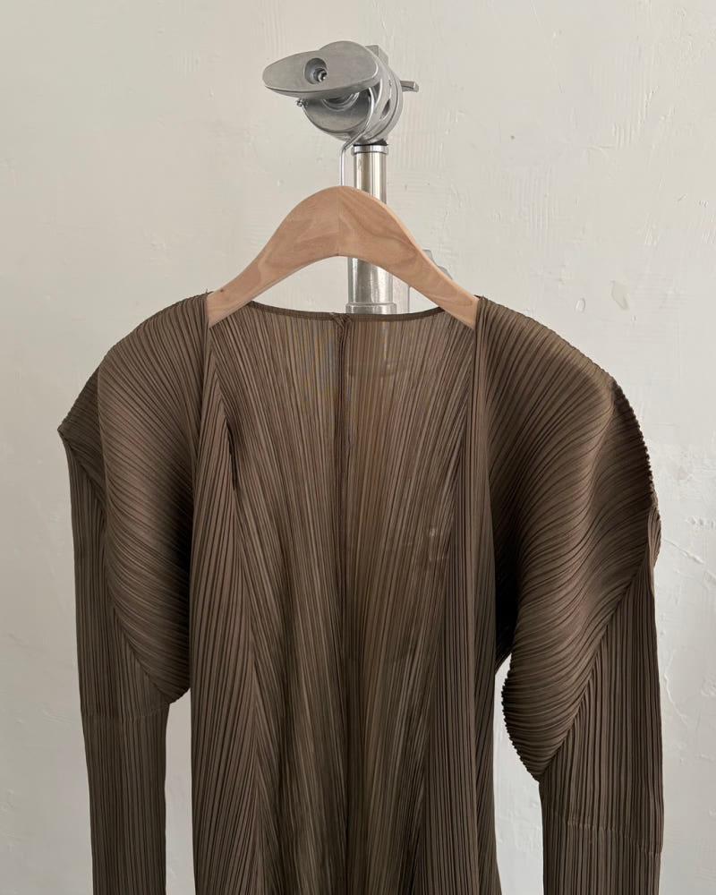 Pleats Please 플리츠플리즈 브라운 컬러 플리츠 오픈 가디건 8