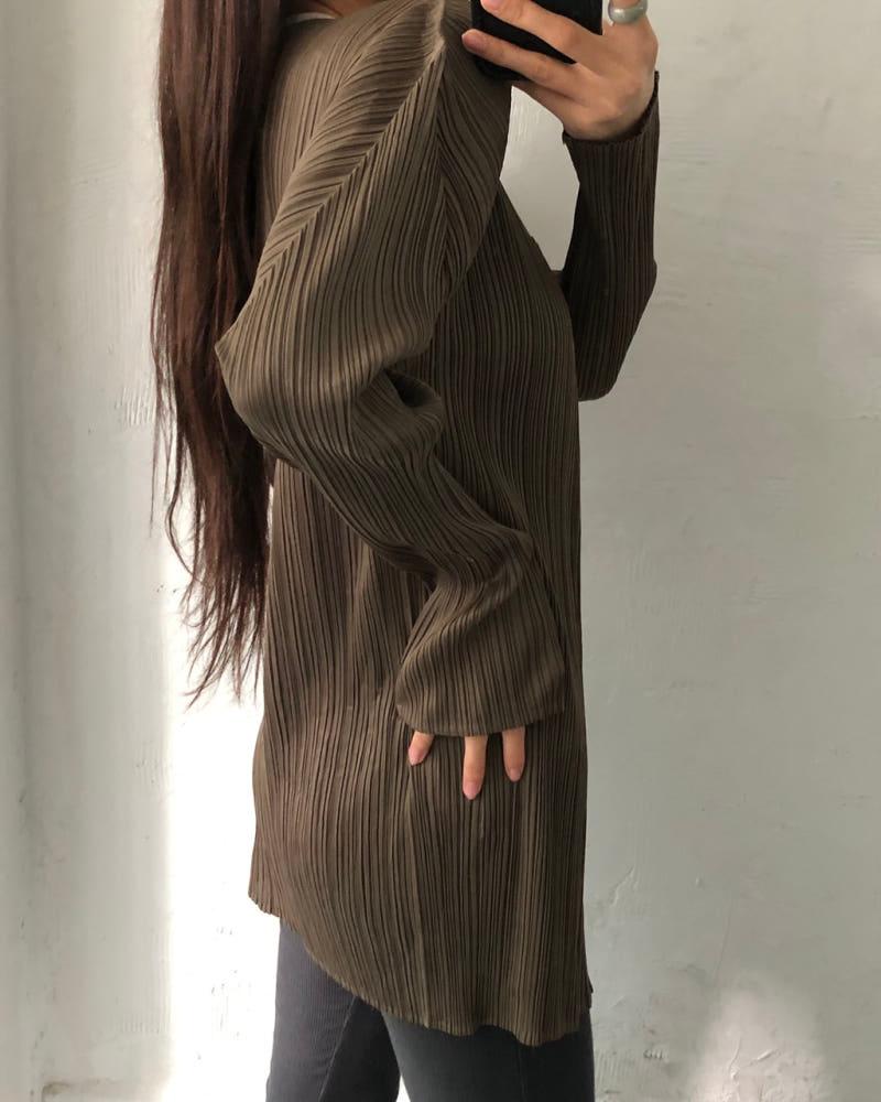 Pleats Please 플리츠플리즈 브라운 컬러 플리츠 오픈 가디건 6
