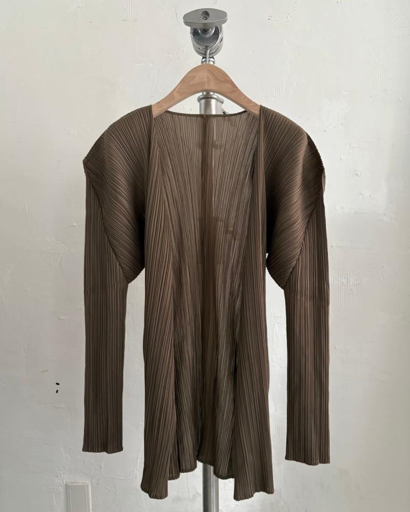 Pleats Please 플리츠플리즈 브라운 컬러 플리츠 오픈 가디건 7