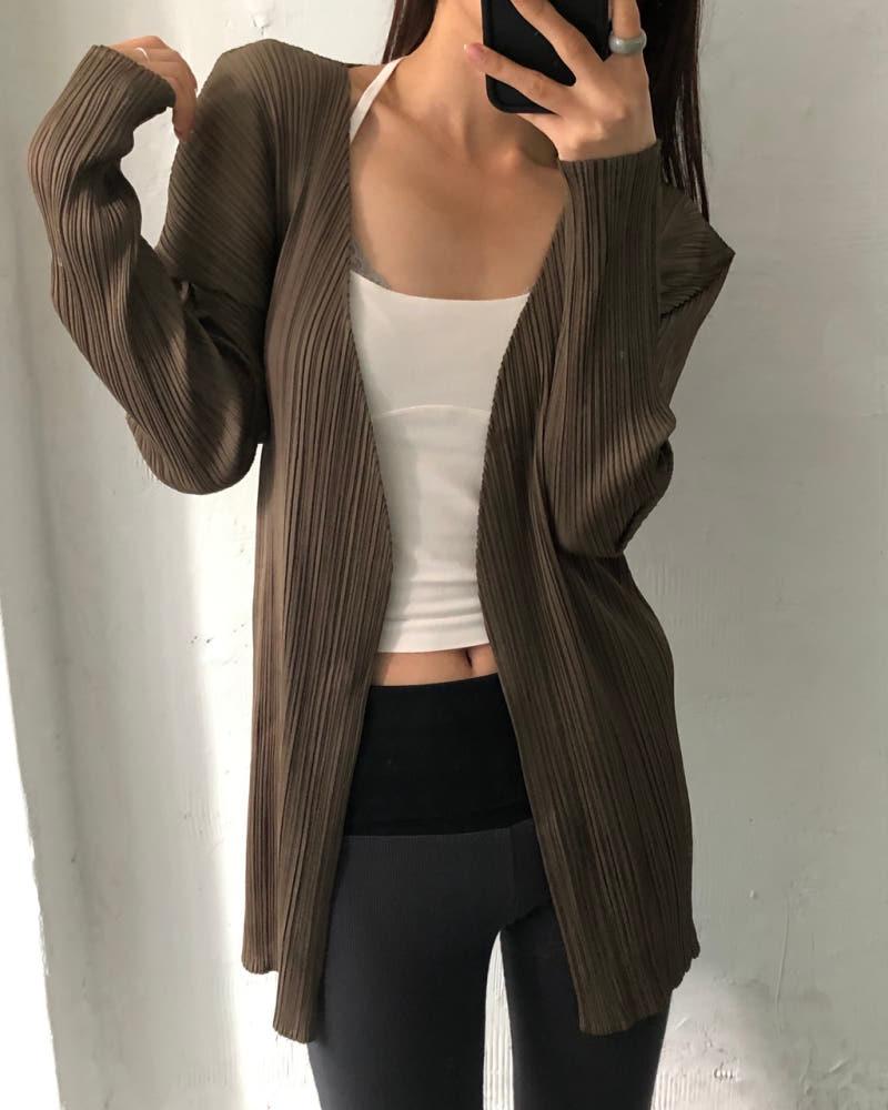 Pleats Please 플리츠플리즈 브라운 컬러 플리츠 오픈 가디건 3